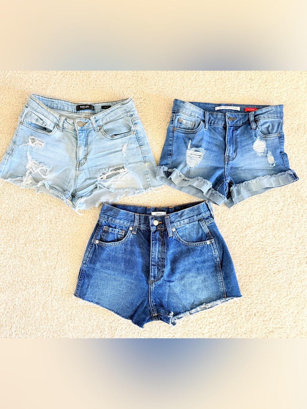 Light Wash Distressed Denim Shorts Bundle